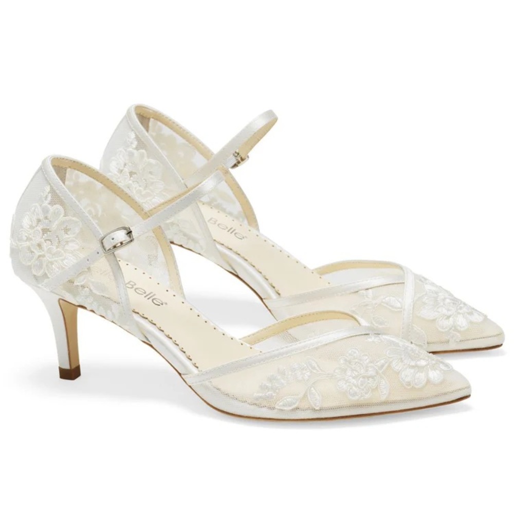 Bella Belle CANDICE IVORY
Ivory D'Orsay Lace Wedding Shoes for Bride Low Heel